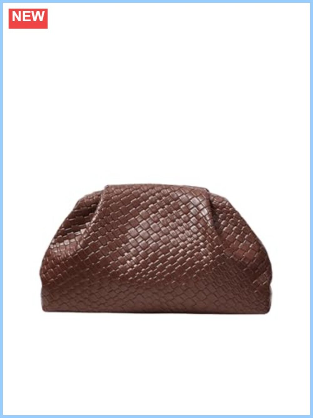 Woven Dumpling Clutch Evening Bag Faux PU Leather No Strap Handbag